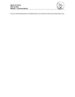 Iglesia de Cristo 
Días de Elías 
Módulo 1 - Doctrina Básica
Si aún no estás familiarizado con la Palabra de Dios, te incluim
