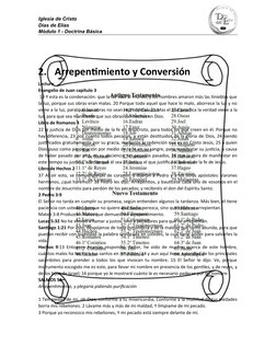 Iglesia de Cristo 
Días de Elías 
Módulo 1 - Doctrina Básica
2. Arrepentimiento y Conversión
Lectura: 
Evangelio de Juan capí