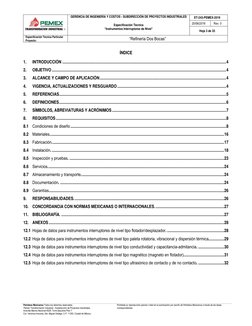 GERENCIA DE INGENIERÍA Y COSTOS - SUBDIRECCIÓN DE PROYECTOS INDUSTRIALES 
 
Especificación Técnica 
“Instrumentos Interrupt