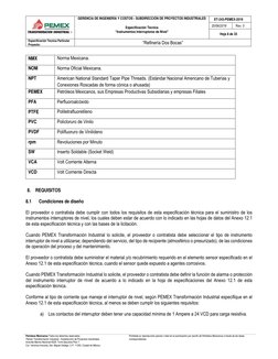 GERENCIA DE INGENIERÍA Y COSTOS - SUBDIRECCIÓN DE PROYECTOS INDUSTRIALES 
 
Especificación Técnica 
“Instrumentos Interrupt