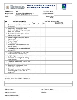 Daily Plate Compactor Inspection Checklist | PDF