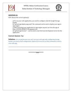 NPTEL Online Certification Courses 
Indian Institute of Technology Kharagpur 
 
 
QUESTION 10: 
GCP: Choose the correct