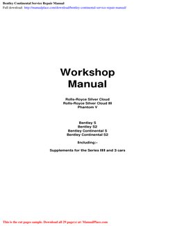 Bentley Continental Service Repair Manual | PDF | Motor Vehicle