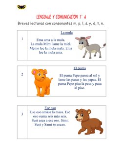 Lecturas cortas con m, p, l, s para niños | PDF