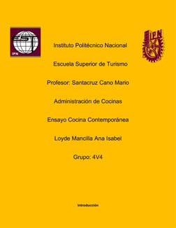 Instituto Politécnico Nacional
            Escuela Superior de Turismo
Profesor: Santacruz Cano Mario
Administración de Cocin