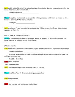 Sam: At this point of time, let’s be entertained by an Intermission Number. Let’s welcome with a big 
round of applause, the