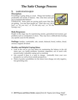 The Satir Change Process 
 
©   2019 Wayne and Eileen Strider adapted from the Virginia Satir Change Model 
Page 2 of 9 
1.