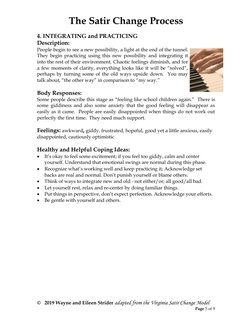 The Satir Change Process 
 
©   2019 Wayne and Eileen Strider adapted from the Virginia Satir Change Model 
Page 5 of 9 
4. I