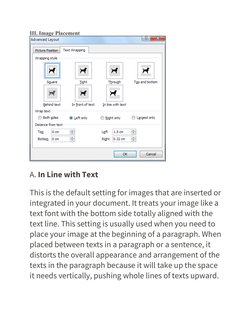 III. Image Placement
A. In Line with Text
This is the default setting for images that are inserted or
integrated in your docu