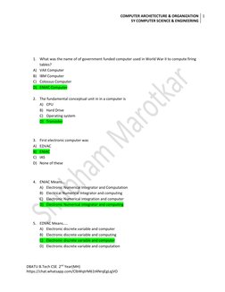 COMPUTER ARCHETECTURE & ORGANIZATION 
SY COMPUTER SCIENCE & ENGINEERING 
1 
 
DBATU B.Tech CSE  2nd Year(MH) 
https://chat.wh
