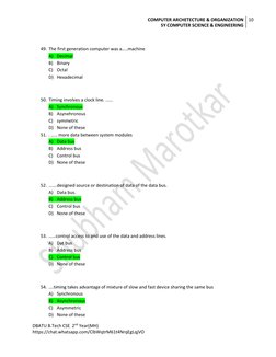 COMPUTER ARCHETECTURE & ORGANIZATION 
SY COMPUTER SCIENCE & ENGINEERING 
10 
 
DBATU B.Tech CSE  2nd Year(MH) 
https://chat.w