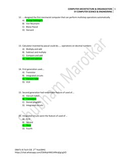 COMPUTER ARCHETECTURE & ORGANIZATION 
SY COMPUTER SCIENCE & ENGINEERING 
3 
 
DBATU B.Tech CSE  2nd Year(MH) 
https://chat.wh