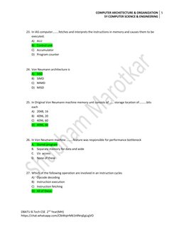 COMPUTER ARCHETECTURE & ORGANIZATION 
SY COMPUTER SCIENCE & ENGINEERING 
5 
 
DBATU B.Tech CSE  2nd Year(MH) 
https://chat.wh