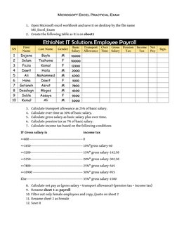 Microsoft Excel Practical Exam 
                        
1. Open Microsoft excel workbook and save it on desktop by the file