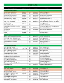 DIRECTORATES 
 
Name & Designation 
Telephone 
Ext. 
     Mobile                                     E-Mail 
 
ADMINISTRATION
