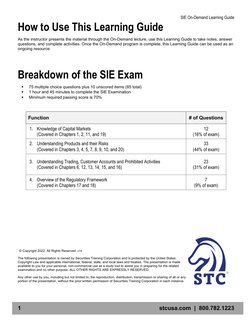 SIE On-Demand Learning Guide 
1 
stcusa.com  |  800.782.1223 
How to Use This Learning Guide 
As the instructor presents the