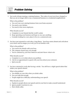 WALC 3
8
Copyright © 2003 LinguiSystems, Inc.
1. You work at home running a catering business.  The codes of your town have c