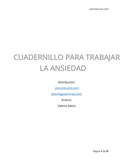 Cuadernillo para Trabajar la Ansiedad | PDF | Terapia de conducta ...
