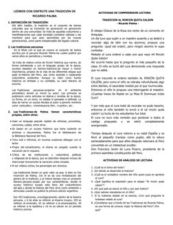 LEEMOS CON DISFRUTE UNA TRADICIÓN DE
RICARDO PALMA
1. DEFINICIÓN DE TRADICIÓN: 
Del  latín  traditio,  la  tradición  es  el