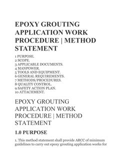 Epoxy Grouting Application Procedure | PDF | Concrete | Epoxy