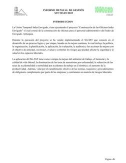 Informe Mensual SST Mayo 2023 | PDF | Seguridad y salud ocupacional ...