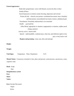 General appearance:
                                   Body built: proportionate, varies with lifestyle, excessively thin or