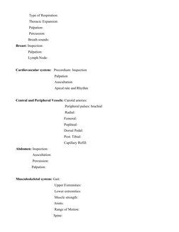 Type of Respiration:
         Thoracic Expansion:
         Palpation:
         Percussion:
        Breath sounds:
Br