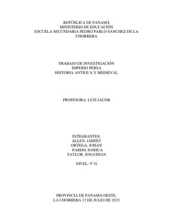 REPÚBLICA DE PANAMÁ 
MINISTERIO DE EDUCACIÓN 
ESCUELA SECUNDARIA PEDRO PABLO SÁNCHEZ DE LA 
CHORRERA 
 
 
 
 
 
TRABAJO DE IN