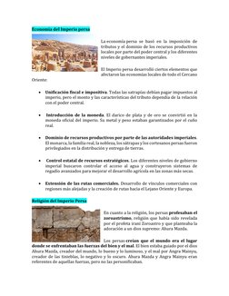 Economía del Imperio persa 
La economía  (https://humanidades.com/economia/)persa se basó en la imposición de 
tributos y el