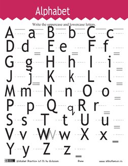 Alphabet 
Page
Alphabet Practice (v1.0) by Kulsoom 
www.abbythepup.co
Write the uppercase and lowercase letters.
A a 
D d