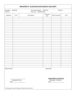 Property Acknowledgment Receipt Template | PDF