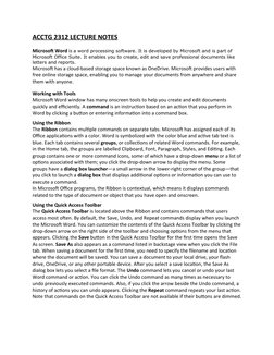 ACCTG 2312 LECTURE NOTES
Microsoft Word is a word processing software. It is developed by Microsoft and is part of 
Microsoft