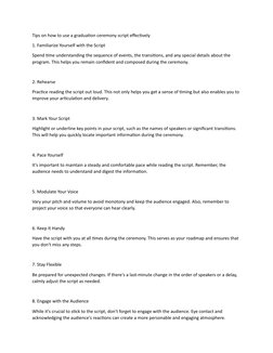 Tips on how to use a graduation ceremony script effectively
1. Familiarize Yourself with the Script
Spend time understanding