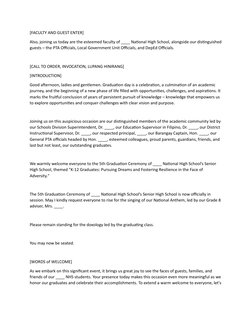 [FACULTY AND GUEST ENTER]
Also, joining us today are the esteemed faculty of ____ National High School, alongside our disting