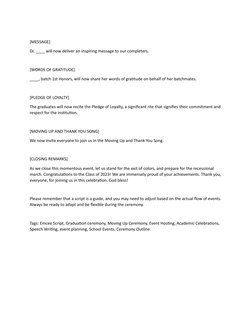 [MESSAGE]
Dr. ____ will now deliver an inspiring message to our completers.
[WORDS OF GRATITUDE]
____, batch 1st Honors, will