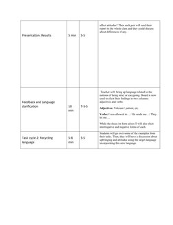 Presentation: Results
5 min
S-S
affect attitudes? Then each pair will read their 
report to the whole class and they could di