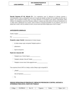 Código
FO-PDR-01
Rev: 01
Vigencia
Fecha
Página 1 de 6
LOGO EMPRESA
ODI ADMINISTRADOR DE
CONTRATO
FECHA
Decreto  Supremo  Nº