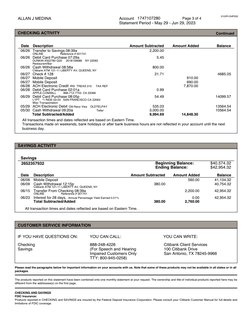 010/R1/04F000
Page 3 of 4
ALLAN J MEDINA
Account  1747107280
CHECKING ACTIVITY
 Continued
Date
Description
Amount Subtracted