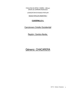 M P A I - Género: Chacarera. 1
 
 
FACULTAD DE ARTES Y DISEÑO – UNCuyo 
GRUPO DE CARRERAS MUSICALES 
 
LICENCIATURA EN MUSICA