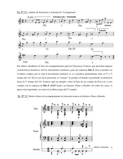 M P A I - Género: Chacarera. 9
 
Ej: Nº 11: Análisis de Estructura y Armonía de “La Juguetona”.  
 
Por último, detallamos la