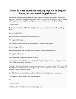 Making Polite Requests in English | PDF