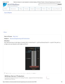 (https://mathalino.com/)5/2/23, 6:08 AM
Maximum stresses on a pole subjected to combined loadings | CE Board Problem in Stru