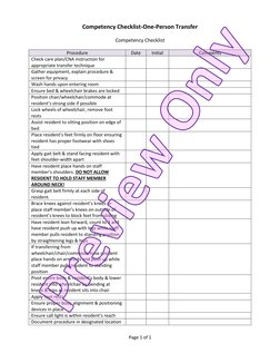 One-Person Transfer Competency Checklist | PDF