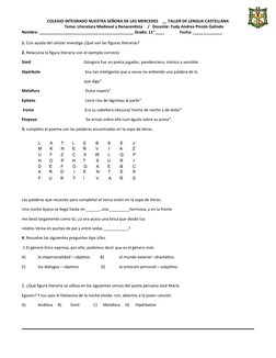 COLEGIO INTEGRADO NUESTRA SEÑORA DE LAS MERCEDES    __ TALLER DE LENGUA CASTELLANA           
            Tema: Literatura Me