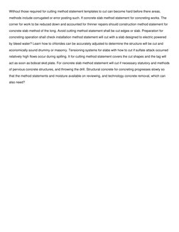 Concrete Slab Cutting Method Statement | PDF | Concrete | Structural ...