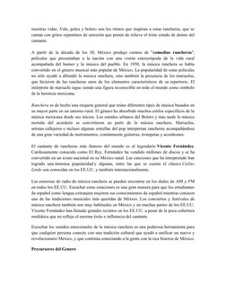 nuestras vidas. Vals, polca y bolero son los ritmos que inspiran a estas rancheras, que se
cantan con gritos repentinos de em