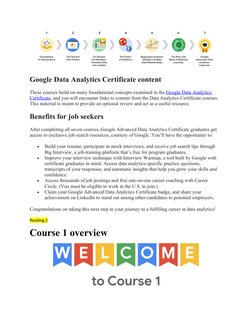 Google Advanced Data Analytics Certificate | PDF | Analytics | Data ...