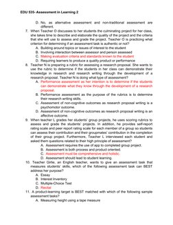 EDU 535: Assessment in Learning 2 Exam | PDF | Educational Assessment ...