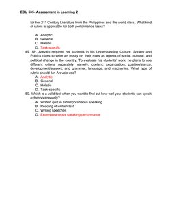 EDU 535: Assessment in Learning 2 Exam | PDF | Educational Assessment ...