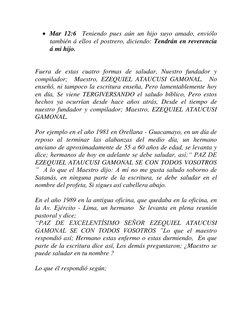  Mar 12:6  Teniendo pues aún un hijo suyo amado, enviólo 
también á ellos el postrero, diciendo: Tendrán en reverencia 
á mi
